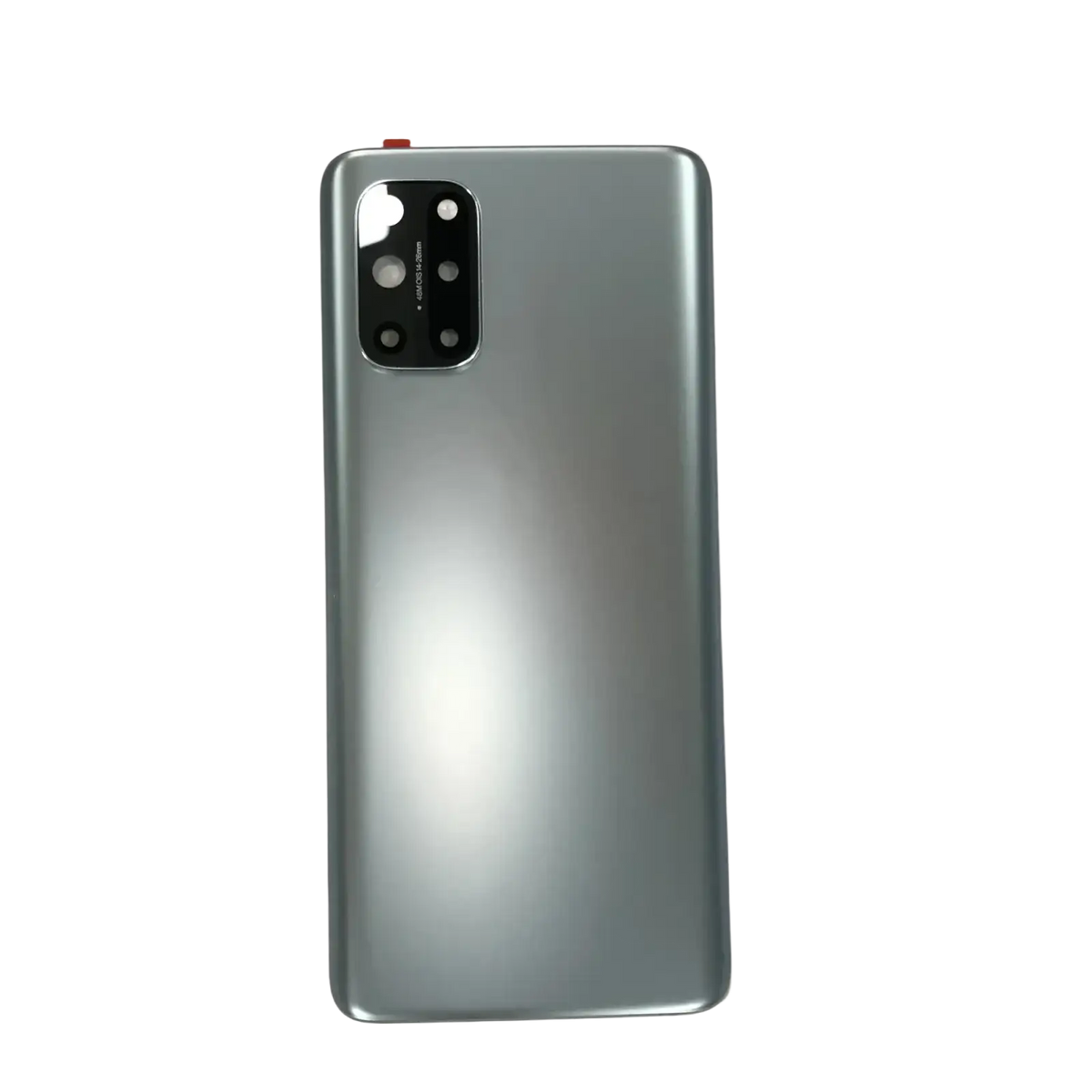 Silver glossy rear door housing panel for oneplus 8t 5g with rectangular camera module housing four lenses