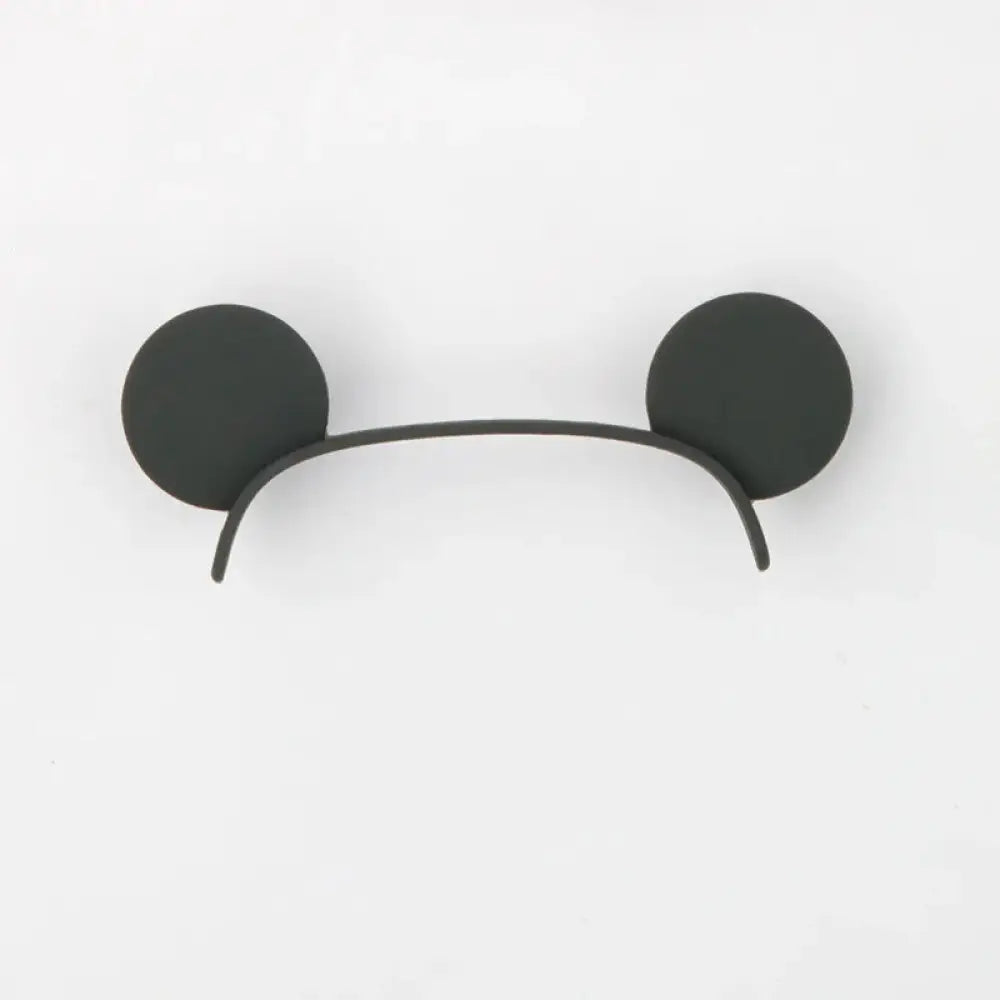 Black kids animal digital alarm clock with night light and temperature featuring sleek matte black mickey mouse ears headband