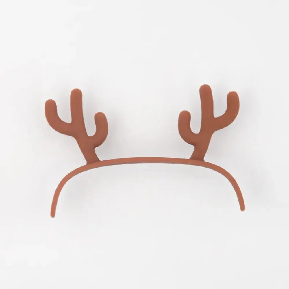 Brown plastic reindeer antler headband featured with kids animal digital alarm clock with night light and temp display
