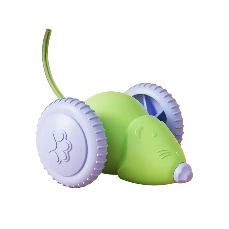 Rechargeable electric mouse toy for cats green plastic with purple wheels simulating real mouse escape routes animal toys type actual photos