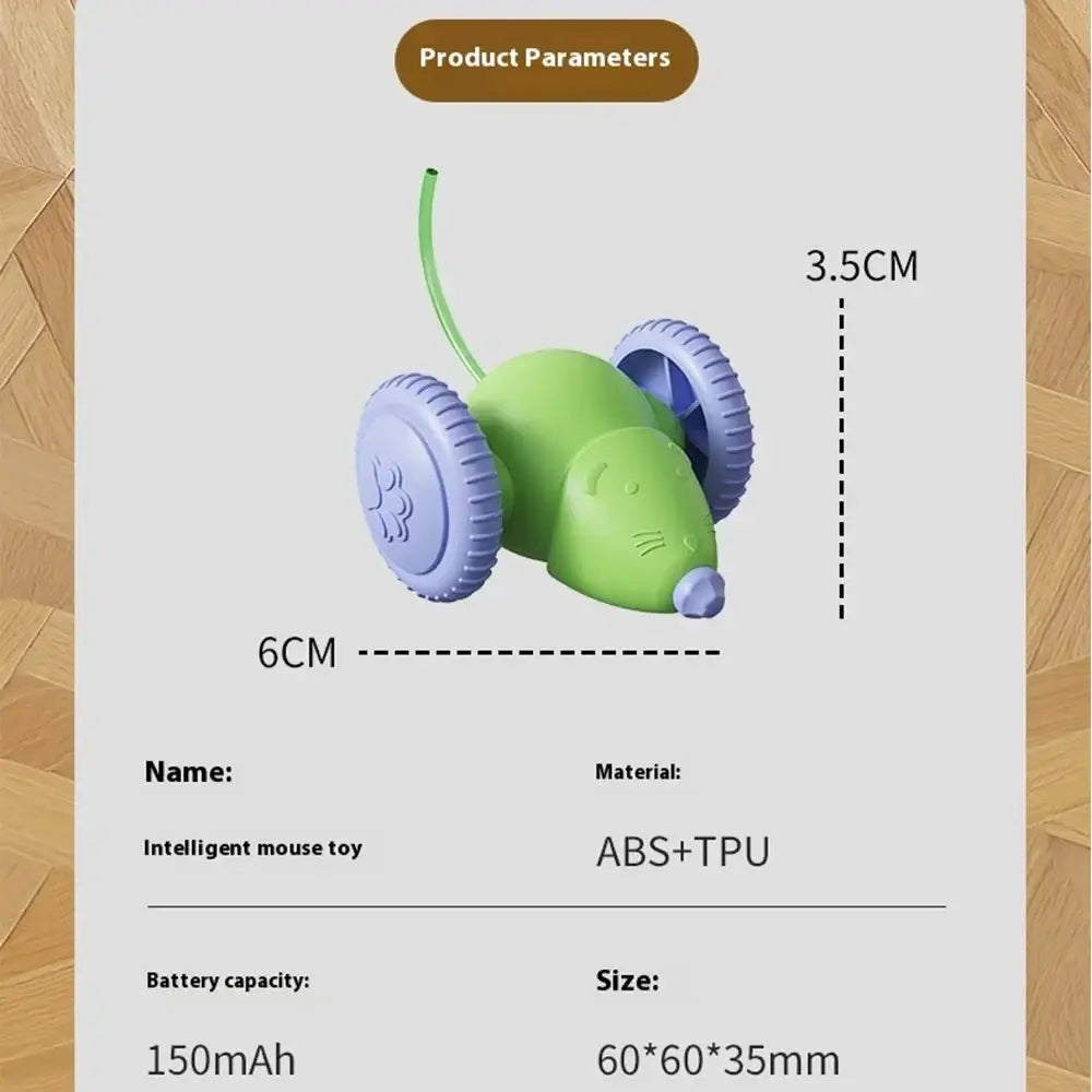 Rechargeable electric green and purple mouse toy for cats made of ABS TPU with wheels in actual photos of animal toys type