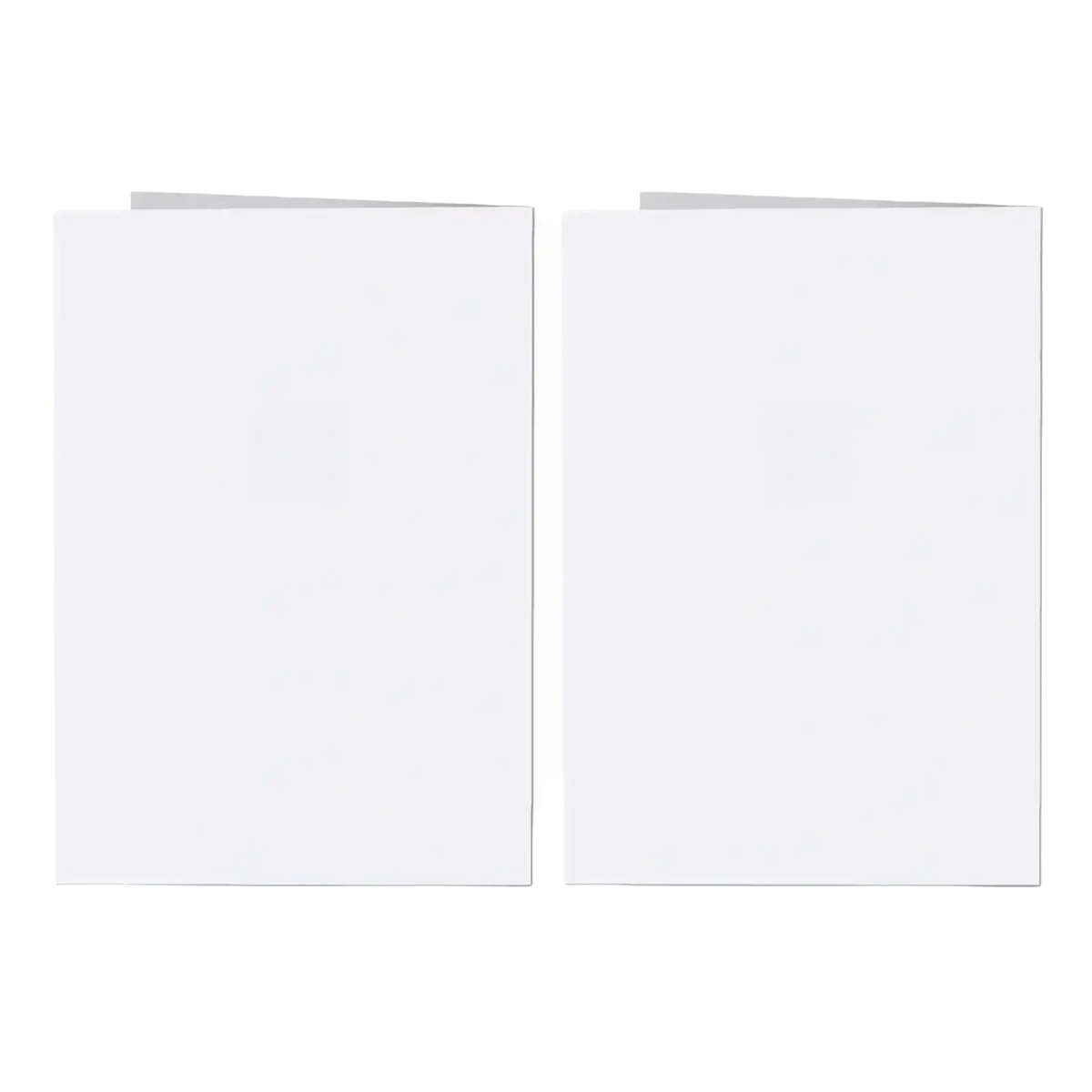 Two pristine white blank pages of a recordable voice greeting card wedding diy audio card ready for writing