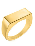 18k gold plated rectangle signet ring for men with a gold-toned sleek modern design