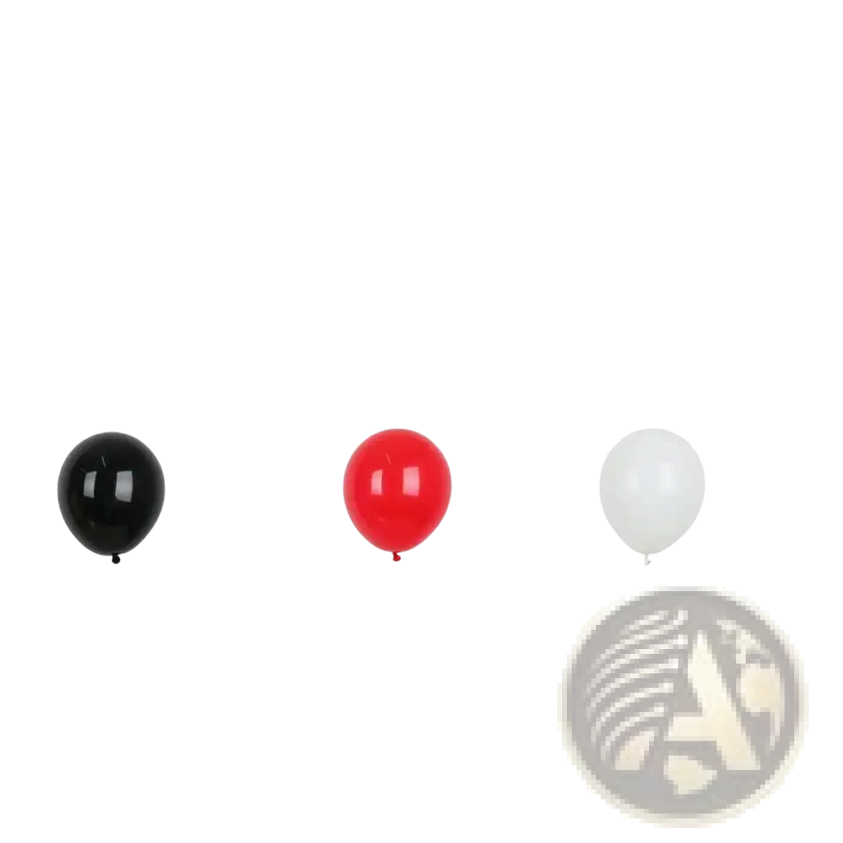 Set of three latex balloons in black red and white from the red black white balloon arch kit 98 pcs