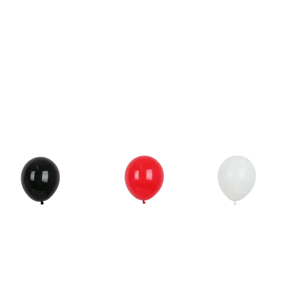 Set of three latex balloons in black red and white from the red black white balloon arch kit 98 pcs