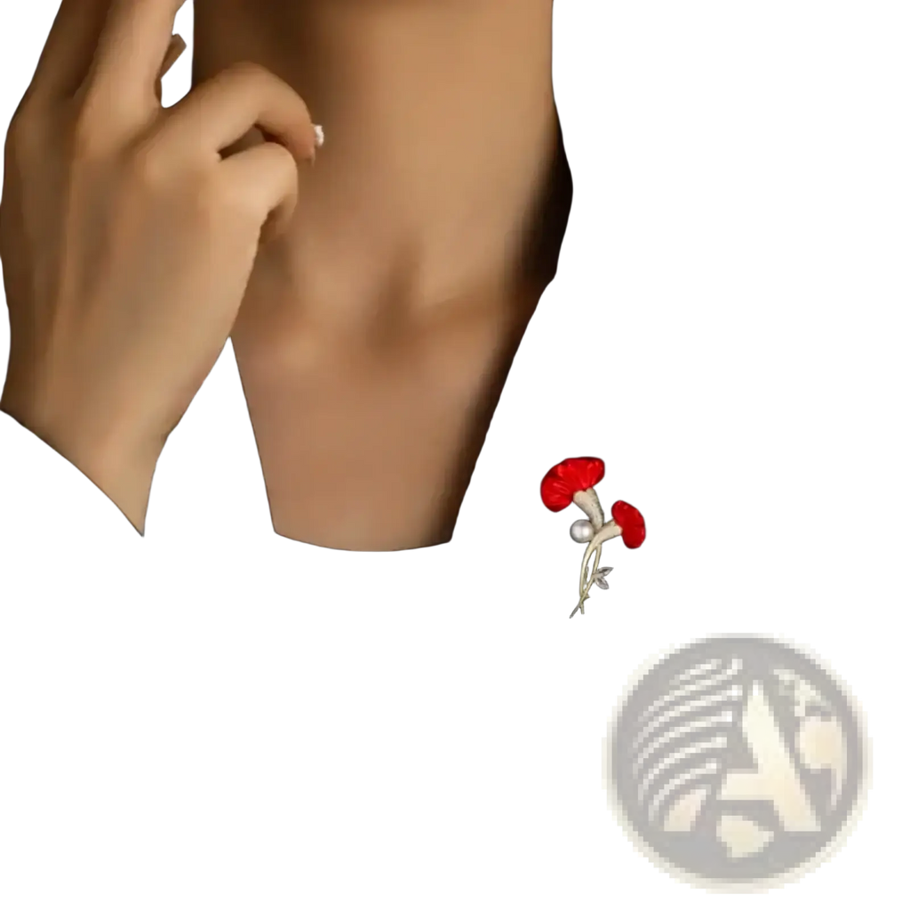 Red flower crystal pearl brooch pin with red enamel petals silver-toned stem and pearl accent on black jacket lapel