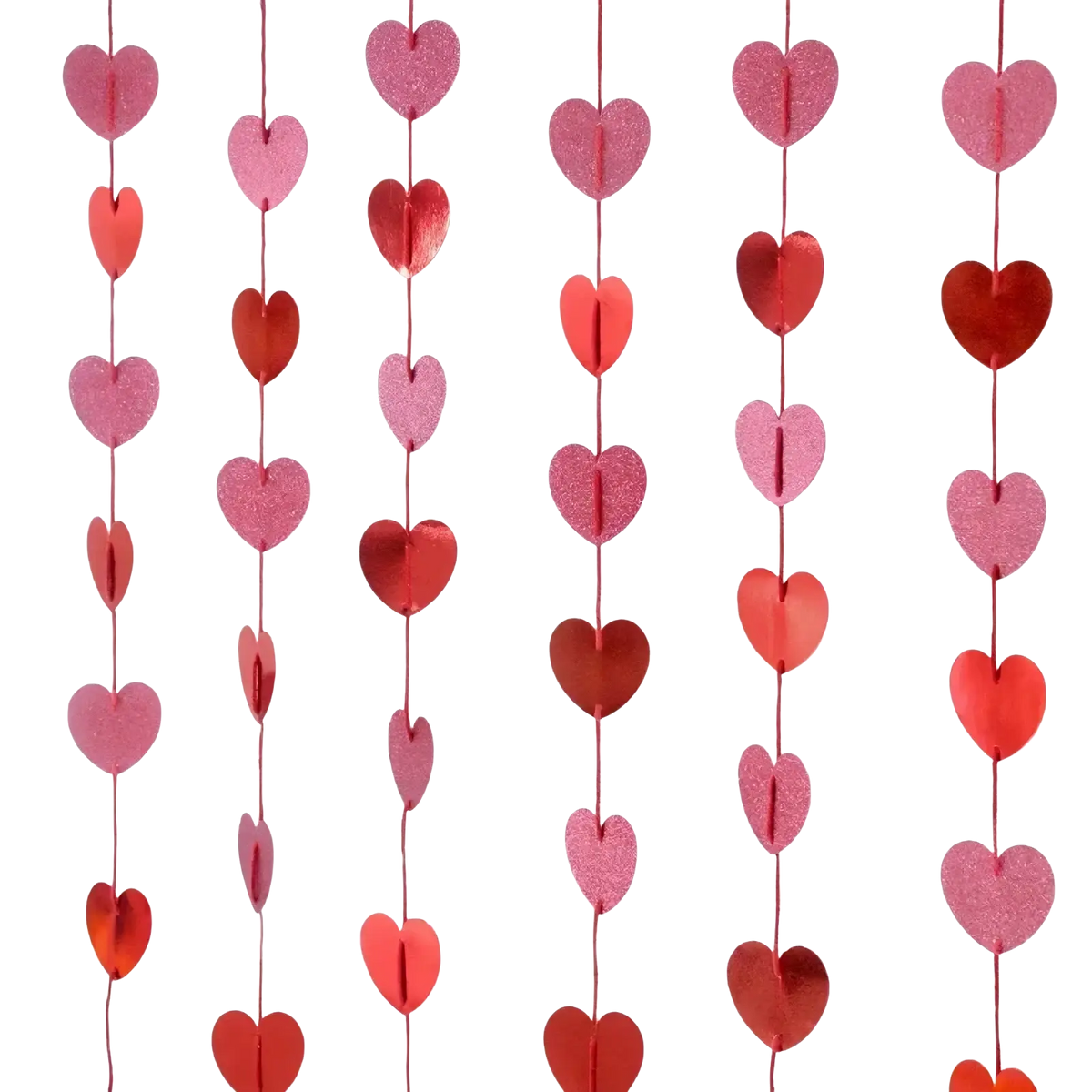 Red glitter heart garland with pink and red glittery hearts for valentine party decoration banner
