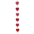 Red glitter heart garland featuring alternating glittery and matte red heart-shaped decorations for Valentine parties