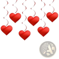 Red heart hanging curtain valentine party decor featuring red heart-shaped hanging decorations with spiral ribbons