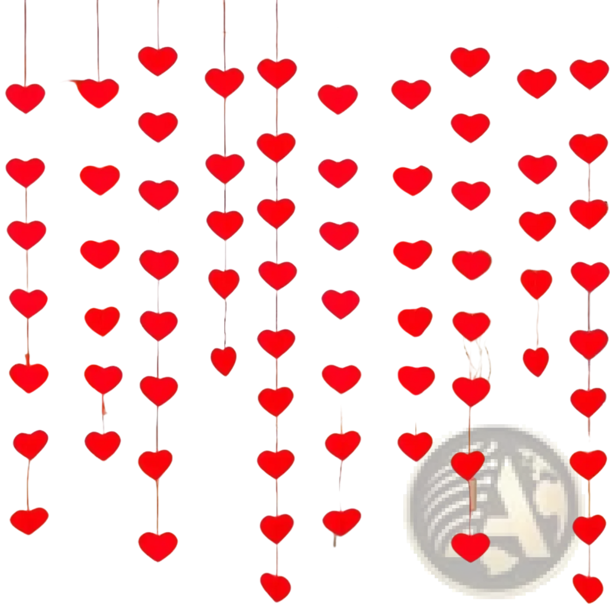 Red heart hanging garland decorative curtain featuring red heart-shaped accents ideal for valentine party decor