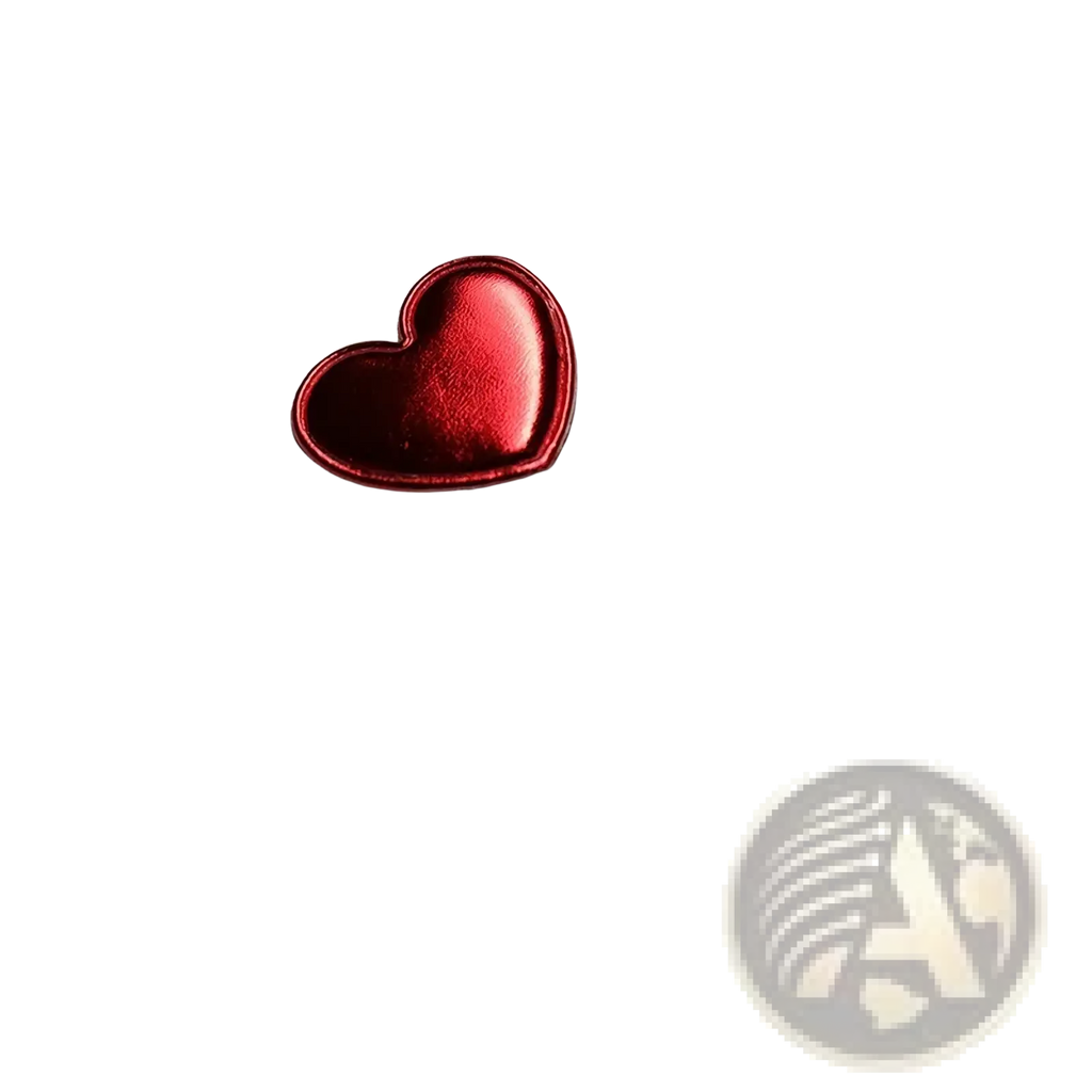 Red heart valentine greeting card with a shiny red metallic heart-shaped sticker and delicate black balloon string design