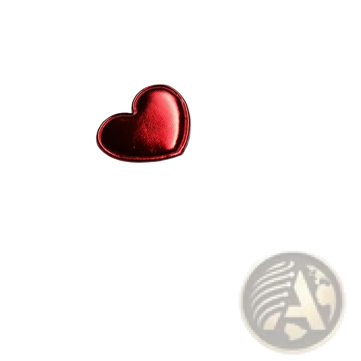 Red heart valentine greeting card with a shiny red metallic heart-shaped sticker and delicate black balloon string design