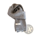 Red knitted winter scarf for men and women in soft heather gray with ribbed edge made of 100 percent wool