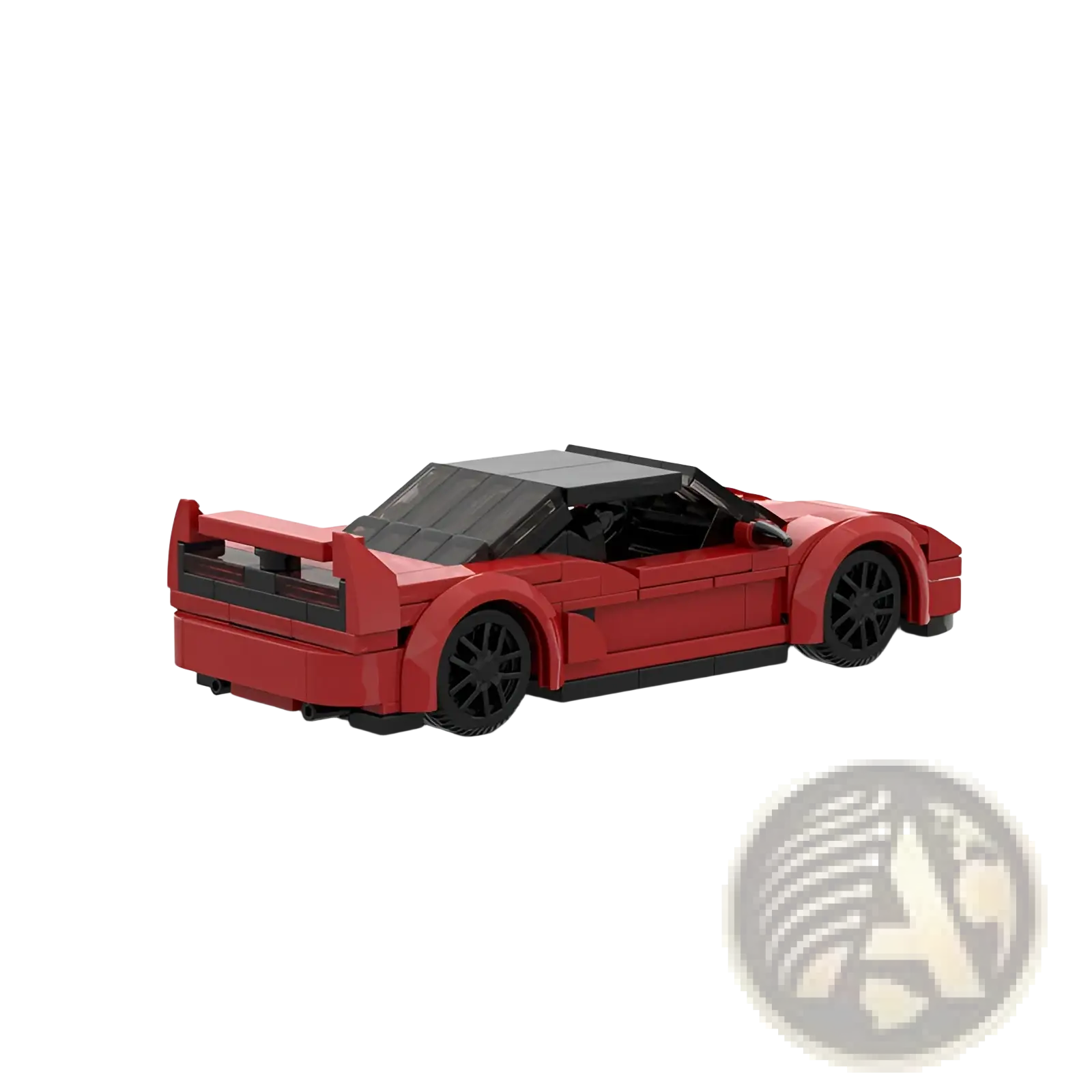 Red Lego Technic sports car building blocks toy featuring a red model with black roof and wheels