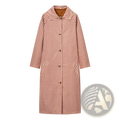 Red plaid trench coat women casual long outerwear with a red and white gingham pattern and brown inner lining