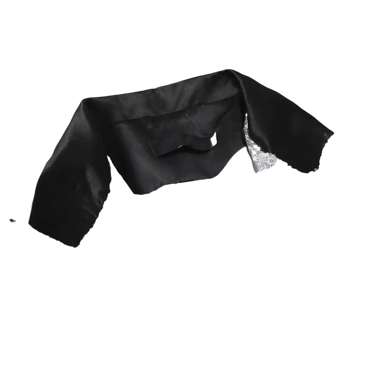 Silver sequined men’s party blazer with black satin collar and trim highlighting elegant evening wear