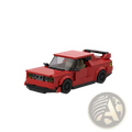 Red sports car building block set m10386 featuring a red lego brick model with black wheels and rear spoiler