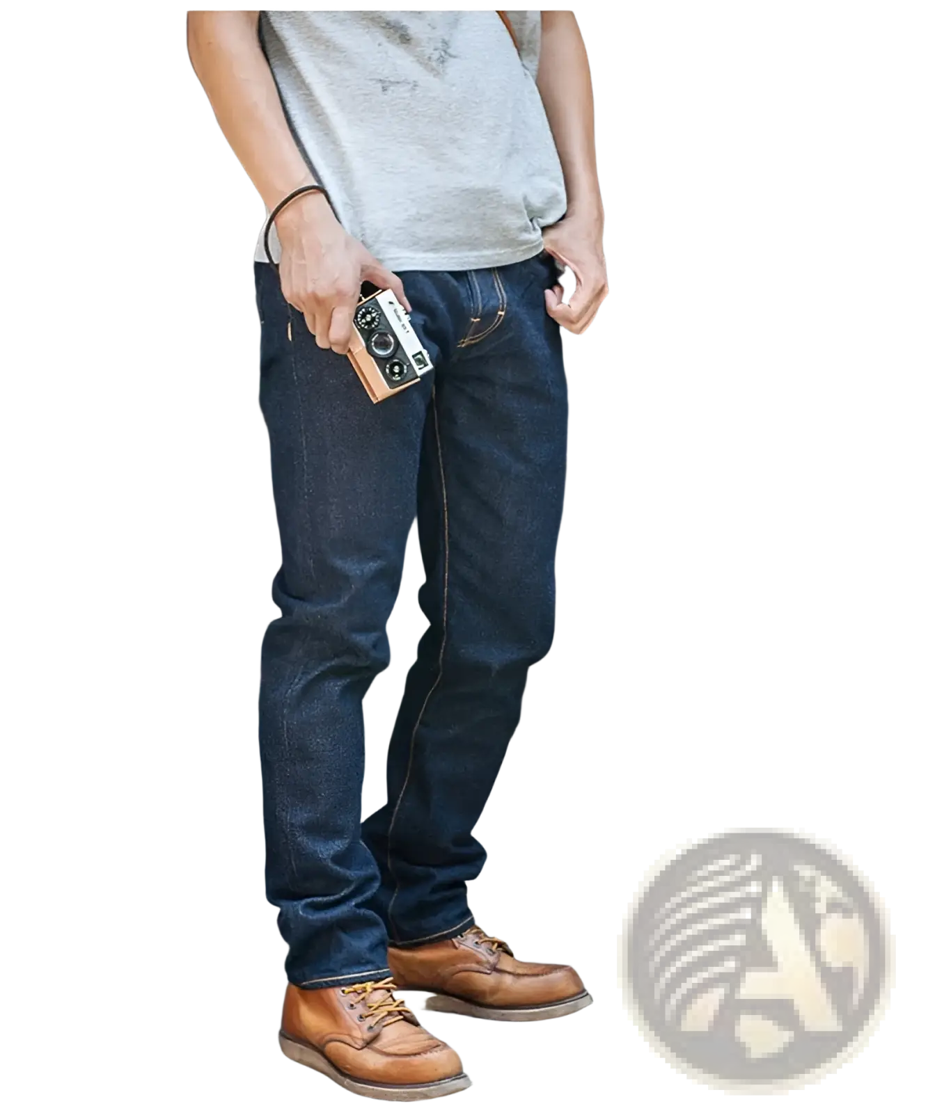 Dark indigo red tornado 16oz slim straight selvedge jeans with classic straight-leg cut and visible stitching details