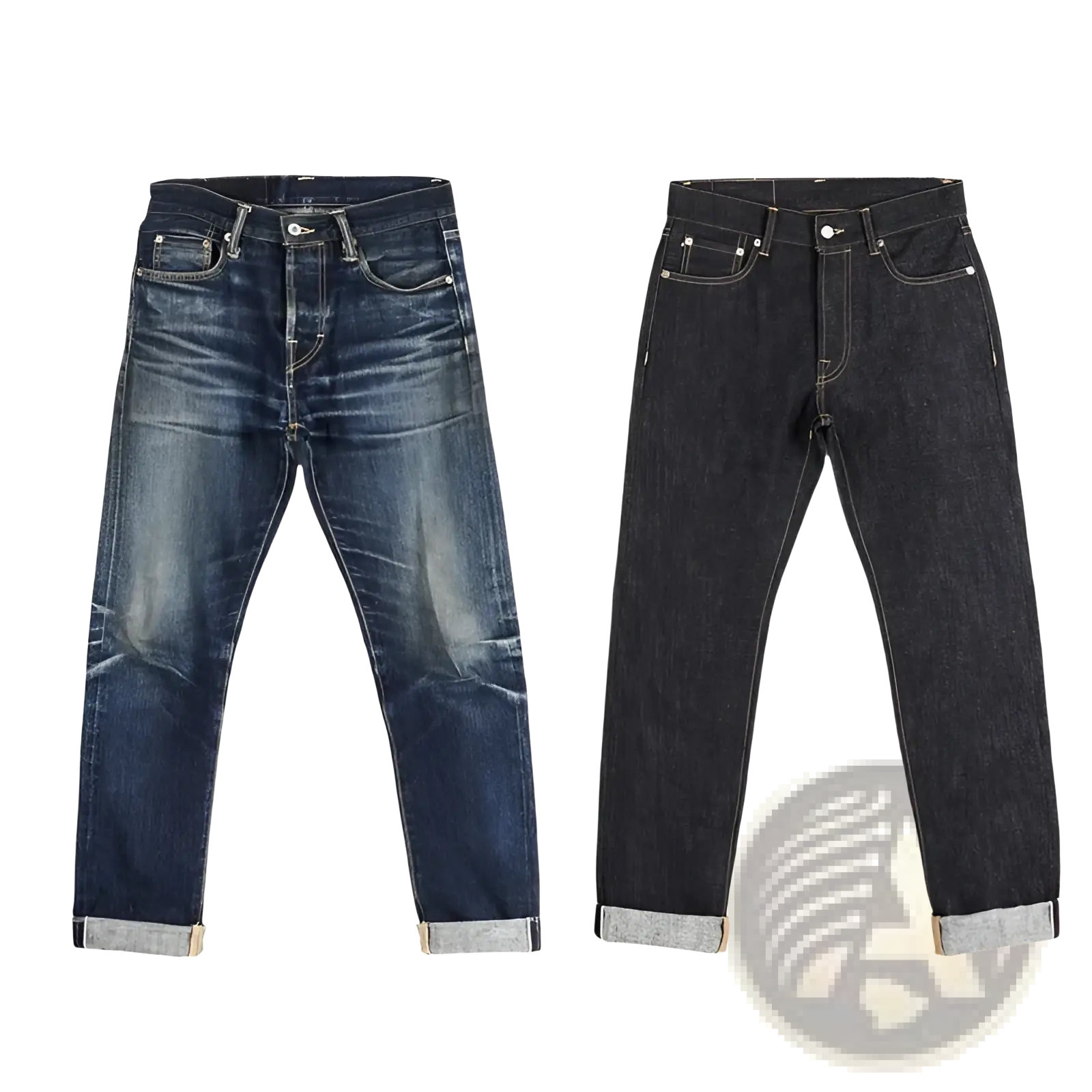 Dark-wash red tornado 16oz slim straight selvedge jeans with classic five-pocket design and worn-in look after 4 washes