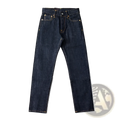 Red tornado 16oz slim straight selvedge jeans in dark indigo denim with gold-toned hardware and a classic straight-leg cut