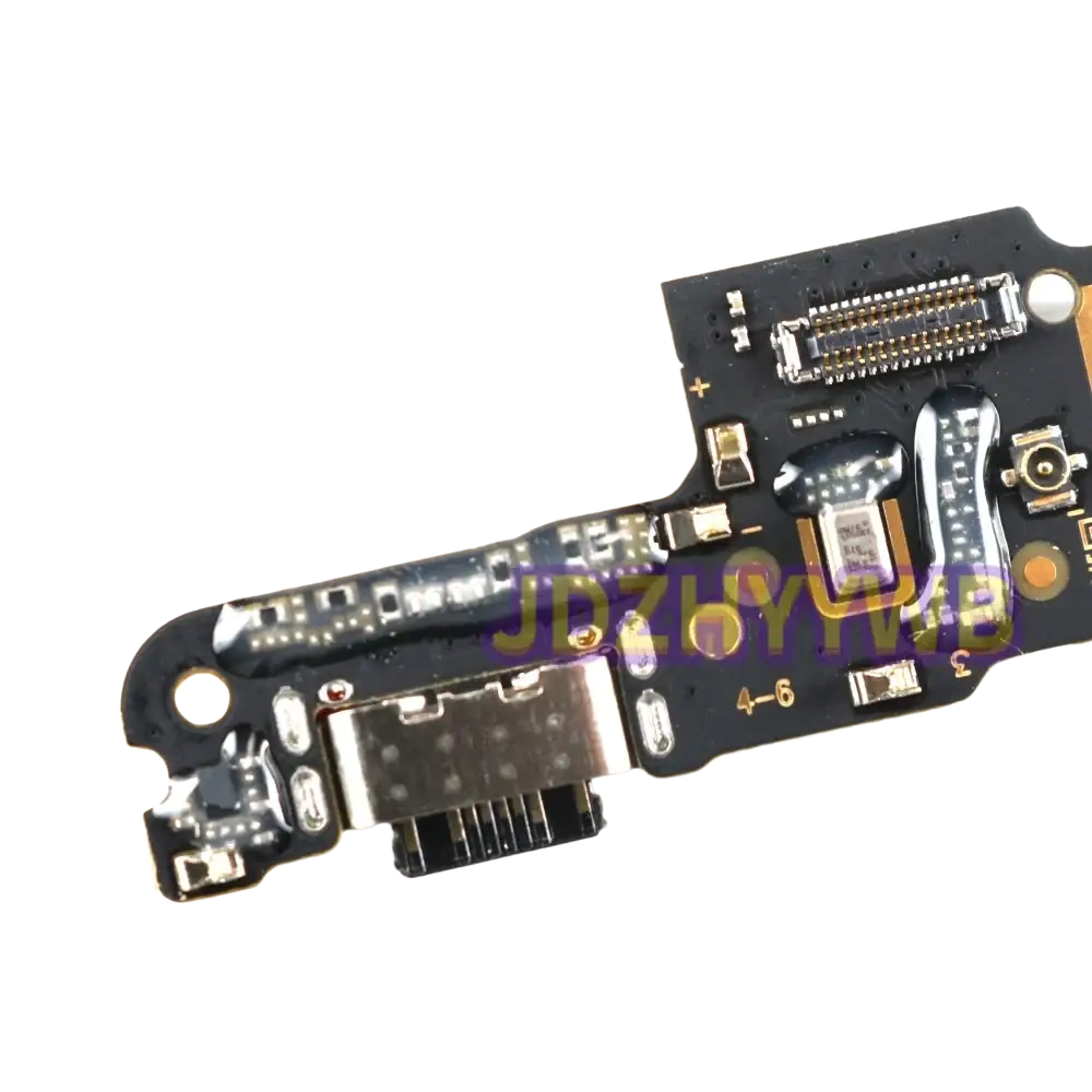 Black redmi 14c charging board flex cable with gold-plated connectors and usb-c interface for smartphone charging port