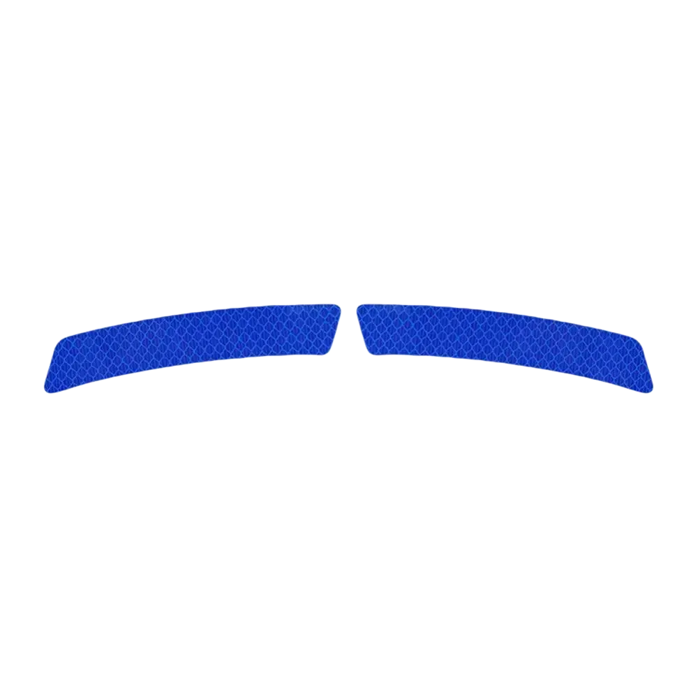 Blue reflective car door edge guard strips with textured grid-like surface for enhanced visibility and protection