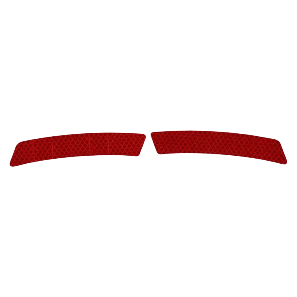 Reflective car door edge guard strips with red textured grid-like reflective safety surface for vehicle protection