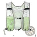 Light green and gray mesh reflective hydration running vest for women and men with reflective stripes