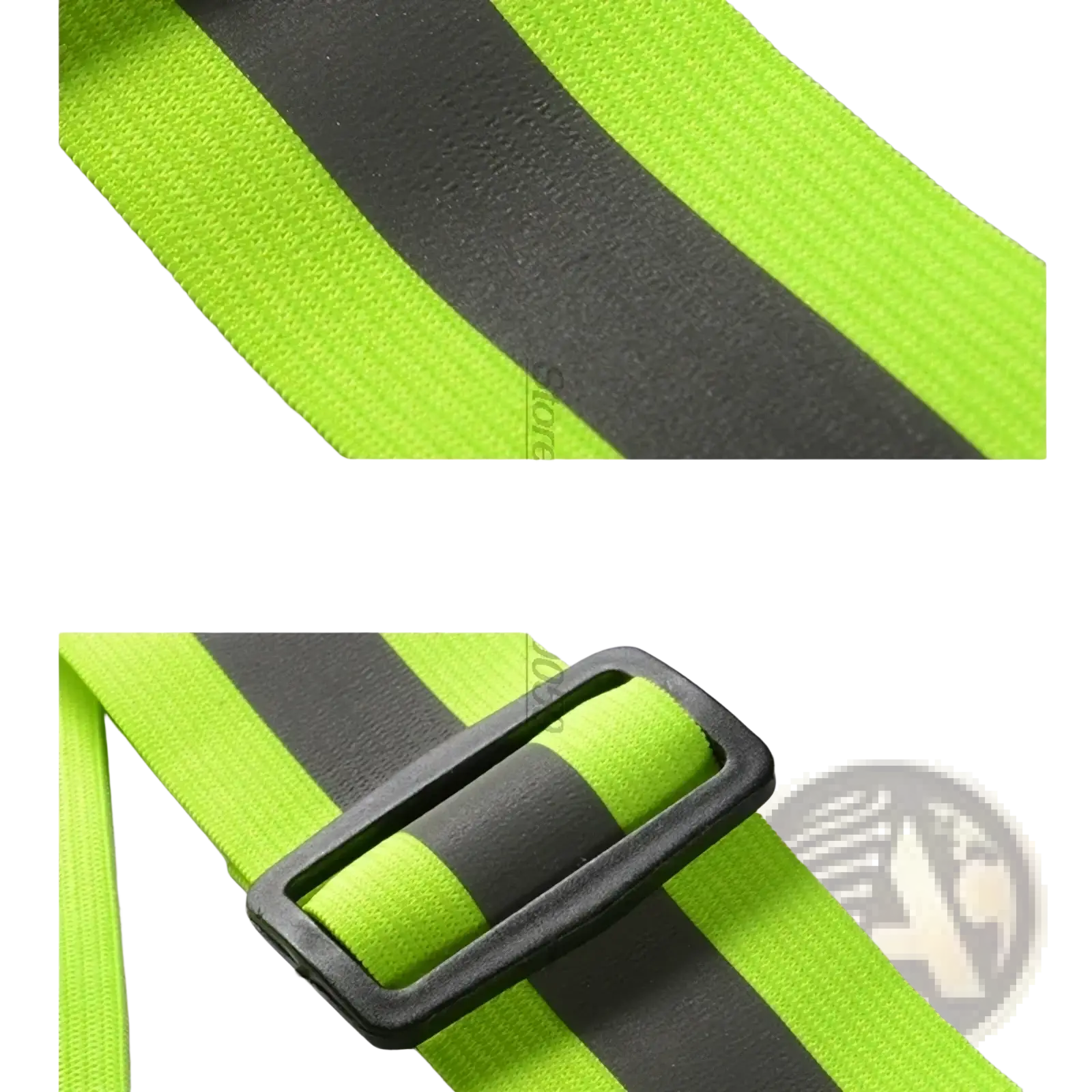 Reflective motorcycle safety vest adjustable gear with bright neon green reflective strap black stripes and buckle