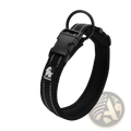 Black truelove reflective padded mesh dog collar medium with silver stripes and sturdy plastic buckle
