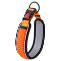 Bright orange reflective pet dog collar with black and gray mesh accents adjustable walking strap