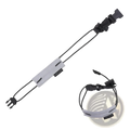 Black adjustable camera strap with gray padded section and black plastic buckles for reflective safety bands arm straps