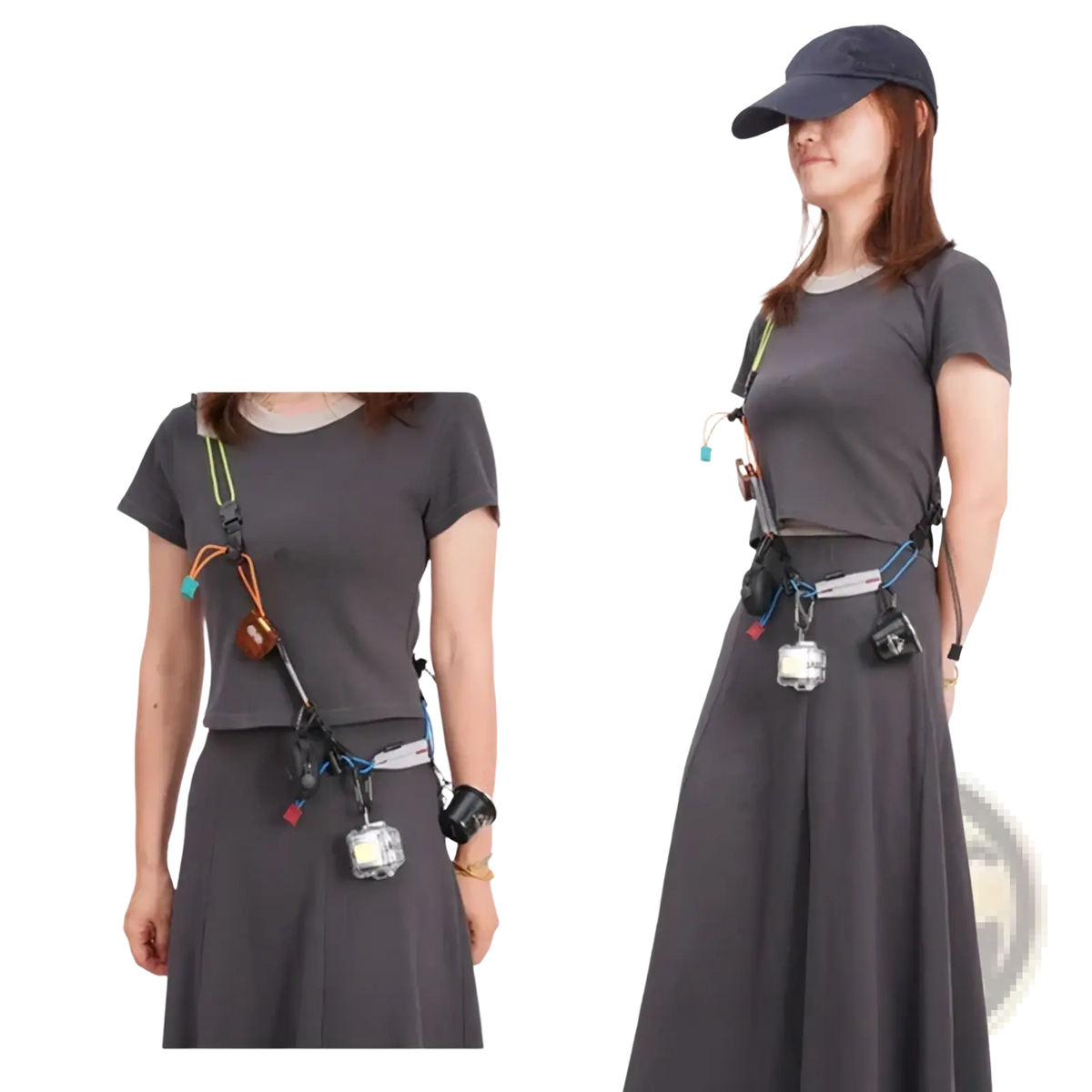 Reflective safety bands adjustable arm ankle straps with extended multi-colored webbing and carabiner attachments