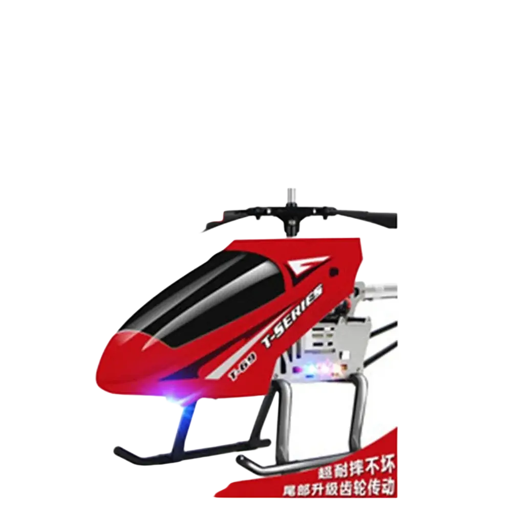 Red and black remote control helicopter t-60d with led lights features 80cm lithium battery and fast charging time