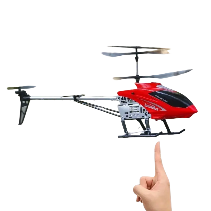 Red and black remote control helicopter with silver frame 80cm lithium battery optimized for flight time and charging time