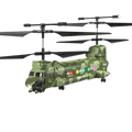 Camouflage military green remote control helicopter with black rotors and led lights for aerial photography and ability development