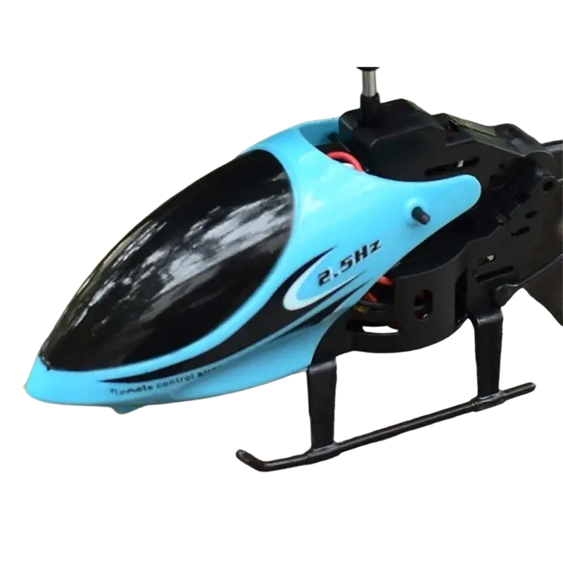 Remote control helicopter high quality toy in blue and black with glossy finish and 2.4ghz branding on side