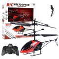 Red and black remote control helicopter with glossy finish and sleek design high quality toy package includes all parts