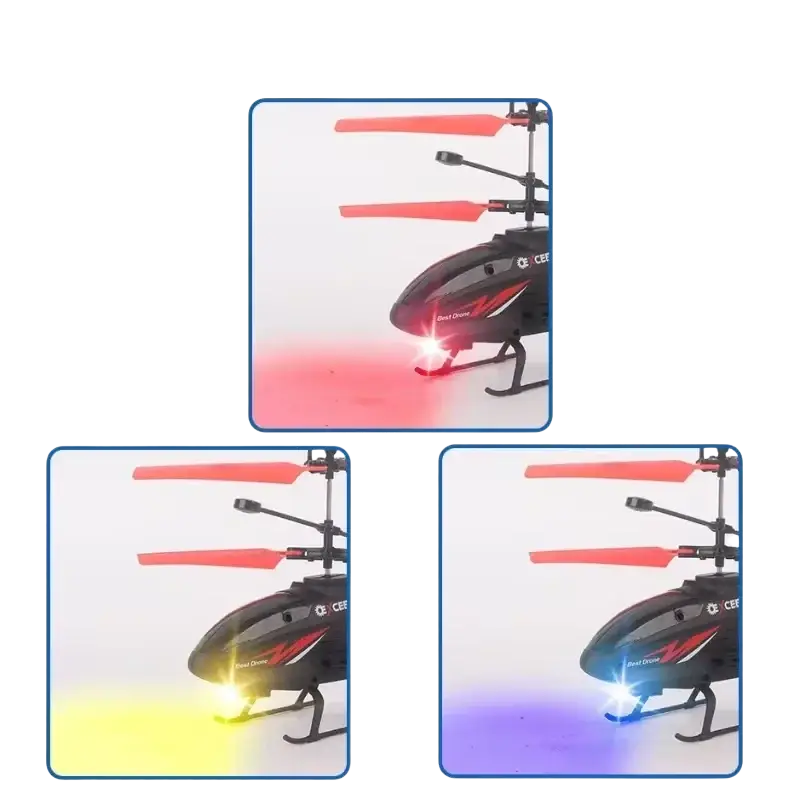 Black and red remote control helicopter with led cool lights for induction hover flying toy package includes remote control