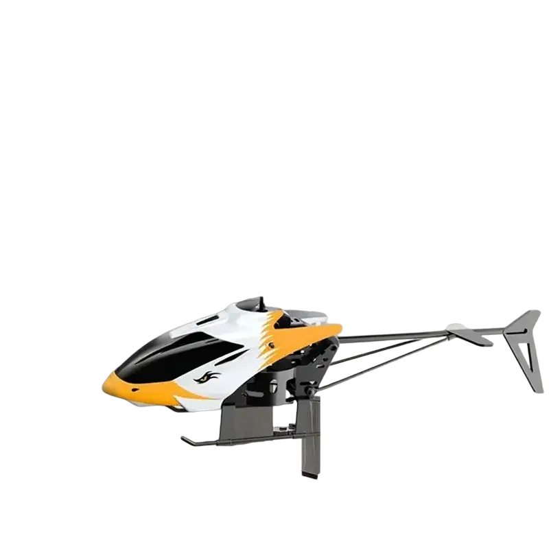 White and yellow remote control helicopter with black accents made of high-quality abs material package includes hover flying toy