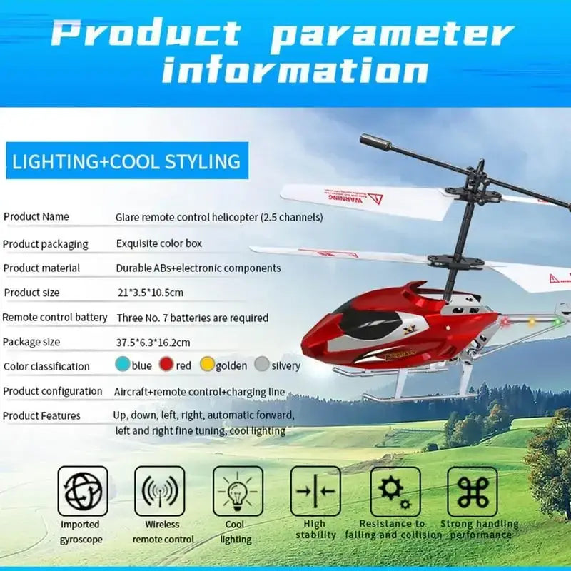 Red and white remote control helicopter with durable abs plastic body and electronic components for easy flight toy