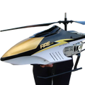 Black white and gold remote control helicopter with fire eyes branding powered by lithium battery for outdoor use