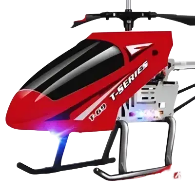 Red and black remote control helicopter with lithium battery and led lights for advanced flying experience