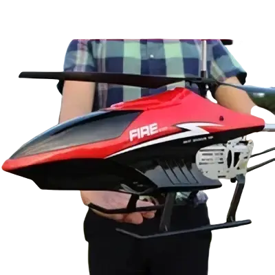 Red and black remote control helicopter with lithium battery featuring a sleek aerodynamic design for advanced flight