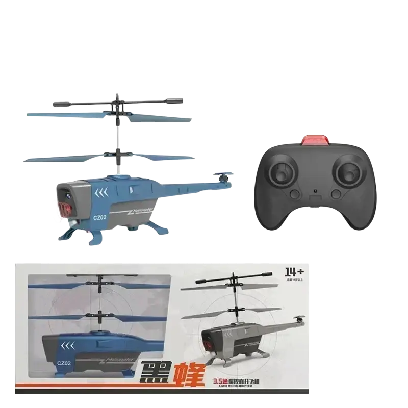 Blue and gray 3.5ch remote control helicopter model cz02 with obstacle avoidance feature and fast shipping time