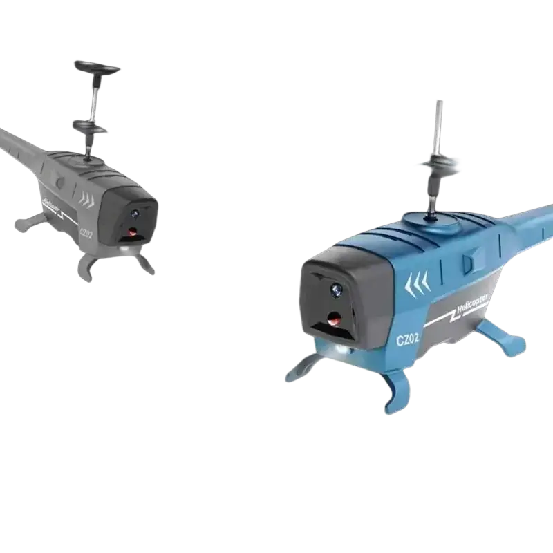 Blue and gray black ant 3.5ch remote control helicopter with obstacle avoidance rotating blades and front lights
