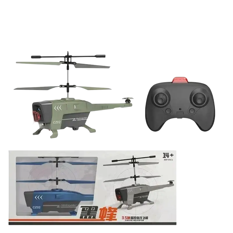 Olive green and black remote control helicopter model cz02 with obstacle avoidance feature and fast shipping time