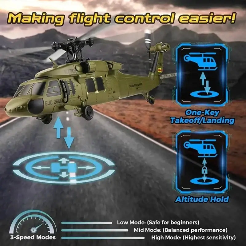 Olive green remote control helicopter wltoys k170 black hawk model with military markings and detailed rotor blades