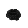 Black 3d-printed cloud shaped remote control holder with textured surface and two rectangular cutouts for desktop use