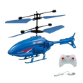 Blue plastic remote control induction helicopter led drone with red accents and black rotor blades by crazed, flight time optimized